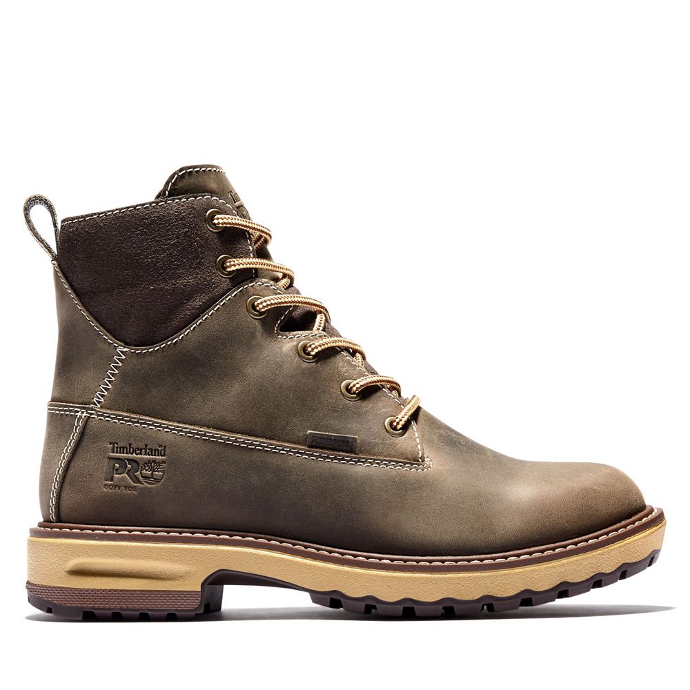 Timberland Μποτακια Εργασίας Γυναικεια Καφε - Pro® Hightower 6” Soft Toe - Greece 6923415-ER